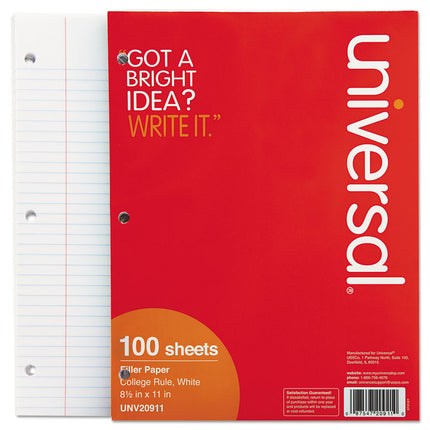 Filler Paper, 3-Hole, 8.5 X 11, Medium/college Rule, 100/pack