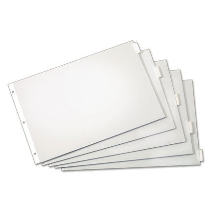 Paper Insertable Dividers, 5-Tab, 11 x 17, White, Clear Tabs, 1 Set