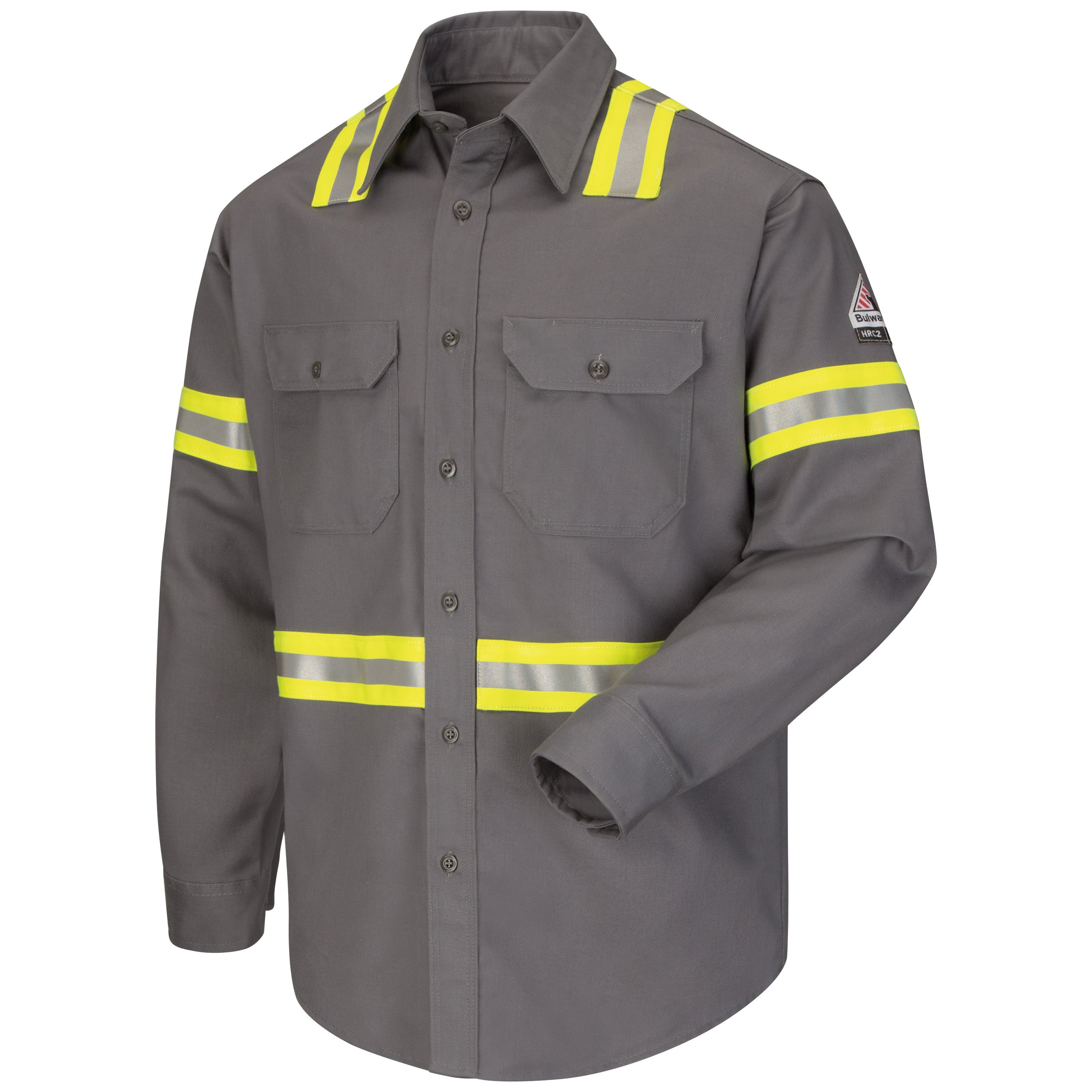 Bulwark® Men's Midweight FR Enhanced Visibility Uniform Shirt / SLDTGY