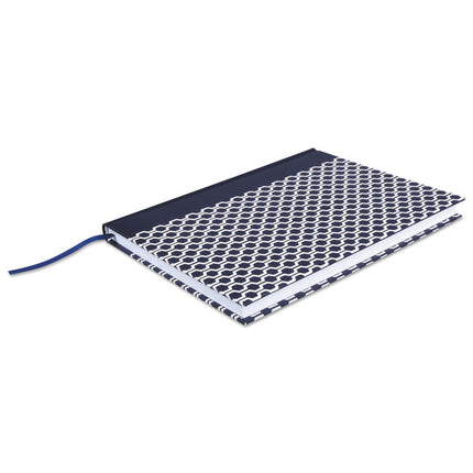 Casebound Hardcover Notebook, 1-Subject, Wide/Legal Rule, Dark Blue/White Cover, (150) 10.25 x 7.63 Sheets