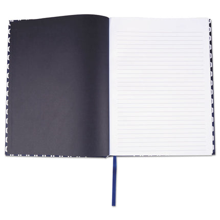 Casebound Hardcover Notebook, 1-Subject, Wide/Legal Rule, Dark Blue/White Cover, (150) 10.25 x 7.63 Sheets