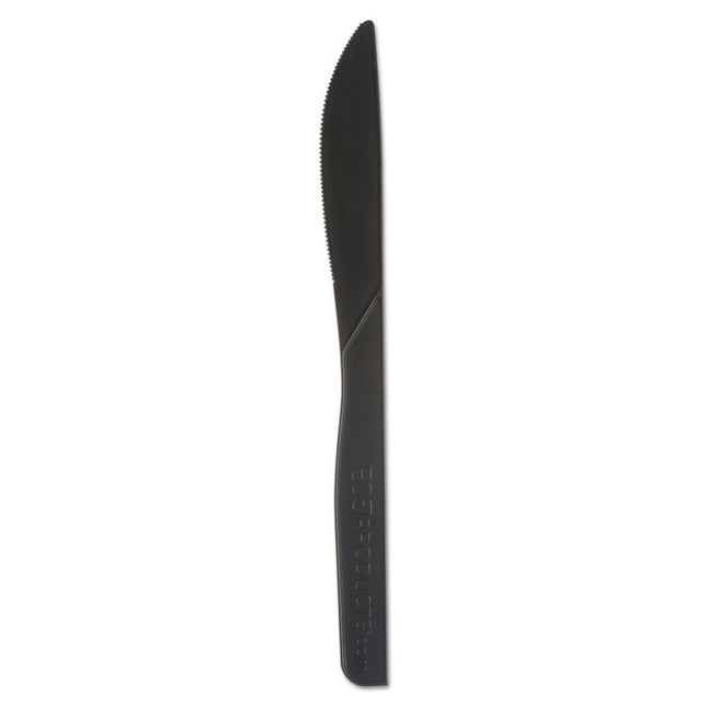 100% Recycled Content Cutlery, Knife, Plastic, Black, 50/Pack, 20 Packs/Carton