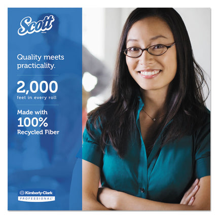 Essential JRT Extra Long Bathroom Tissue, Septic Safe, 2-Ply, White, 3.55" x 2,000 ft, 6 Rolls/Carton