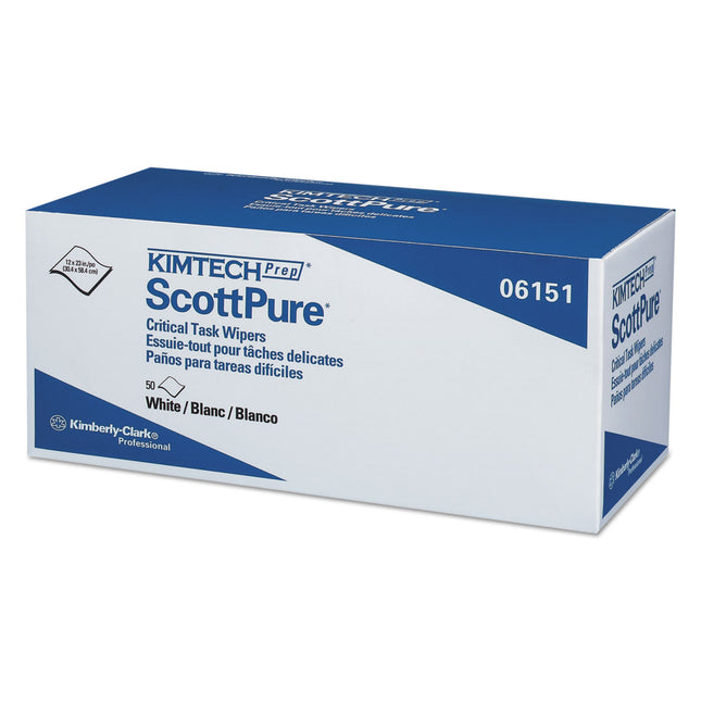 SCOTTPURE Critical Task Wipers, 12 x 23, White, 50/Box, 8 Boxes/Carton
