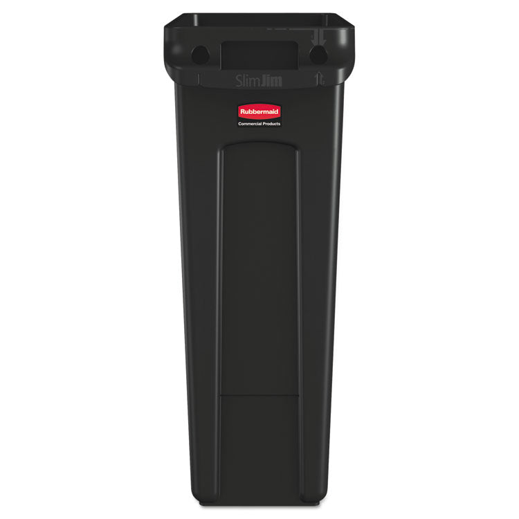 Slim Jim with Venting Channels, 23 gal, Plastic, Black