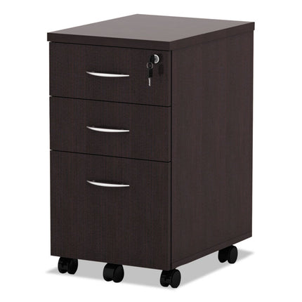 Alera Valencia Series Mobile Pedestal File, Left/right, 3-Drawer: Box/box/file, Legal/letter, Espresso, 15.88 X 20.5 X 28.38