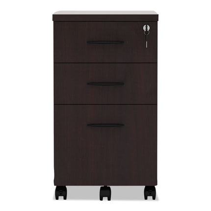 Alera Valencia Series Mobile Pedestal File, Left/right, 3-Drawers: Box/box/file, Legal/letter, Mahogany, 15.88 X 20.5 X 28.38