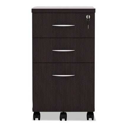 Alera Valencia Series Mobile Pedestal File, Left/right, 3-Drawer: Box/box/file, Legal/letter, Espresso, 15.88 X 20.5 X 28.38