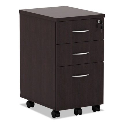 Alera Valencia Series Mobile Pedestal File, Left/right, 3-Drawer: Box/box/file, Legal/letter, Espresso, 15.88 X 20.5 X 28.38