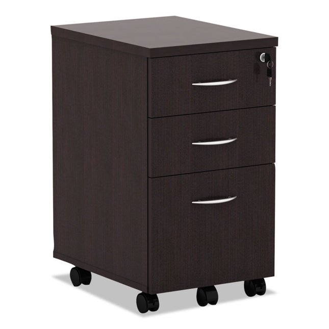 Alera Valencia Series Mobile Pedestal File, Left/right, 3-Drawer: Box/box/file, Legal/letter, Espresso, 15.88 X 20.5 X 28.38