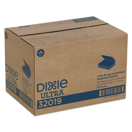Interfold Napkin Refills 2-Ply, 6.5 X 5 Folded, Brown, 6,000/carton