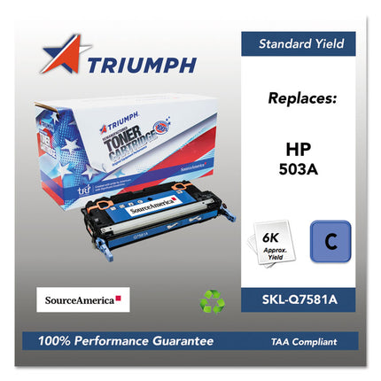 751000nsh0303 Remanufactured Q7581a (503a) Toner, 6,000 Page-Yield, Cyan