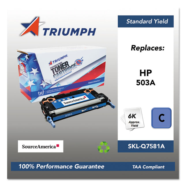 751000nsh0303 Remanufactured Q7581a (503a) Toner, 6,000 Page-Yield, Cyan