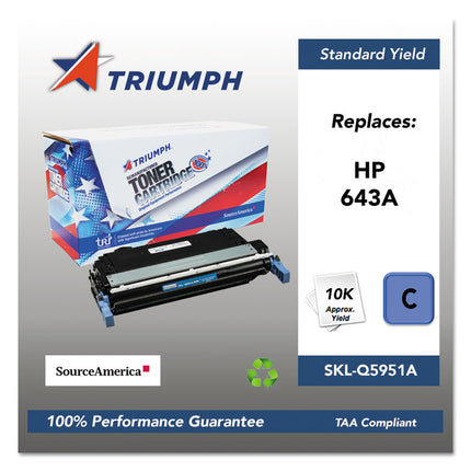 751000nsh0284 Remanufactured Q5951a (643a) Toner, 10,000 Page-Yield, Cyan