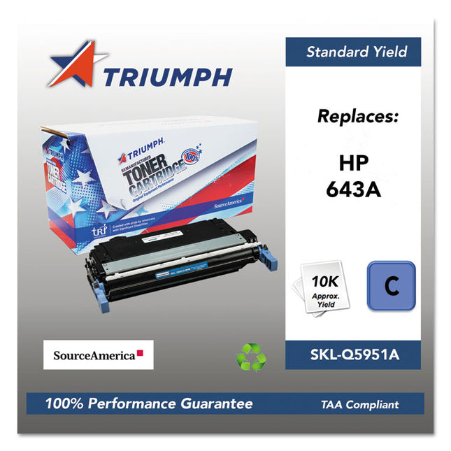 751000nsh0284 Remanufactured Q5951a (643a) Toner, 10,000 Page-Yield, Cyan