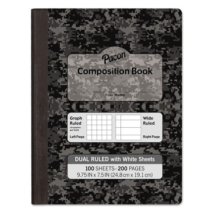 Composition Book, Wide/Legal Rule, Black Cover, (100) 9.75 x 7.5 Sheets