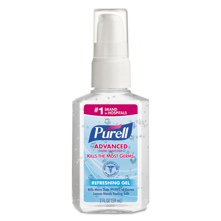 Advanced Hand Sanitizer Refreshing Gel, 2 oz Pump Bottle, Refreshing Scent, 24/Carton