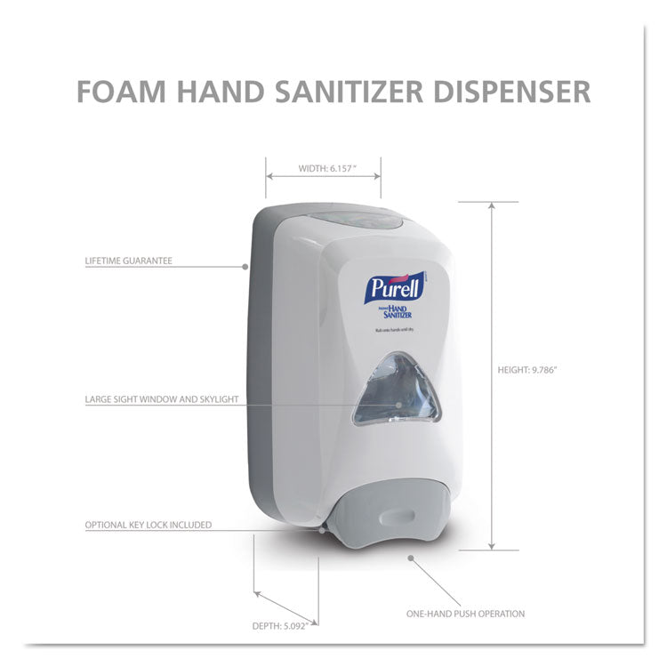 FMX-12 Foam Hand Sanitizer Dispenser, 1,000 mL/1,200 mL Refill, 6.6 x 5.13 x 11, Gray