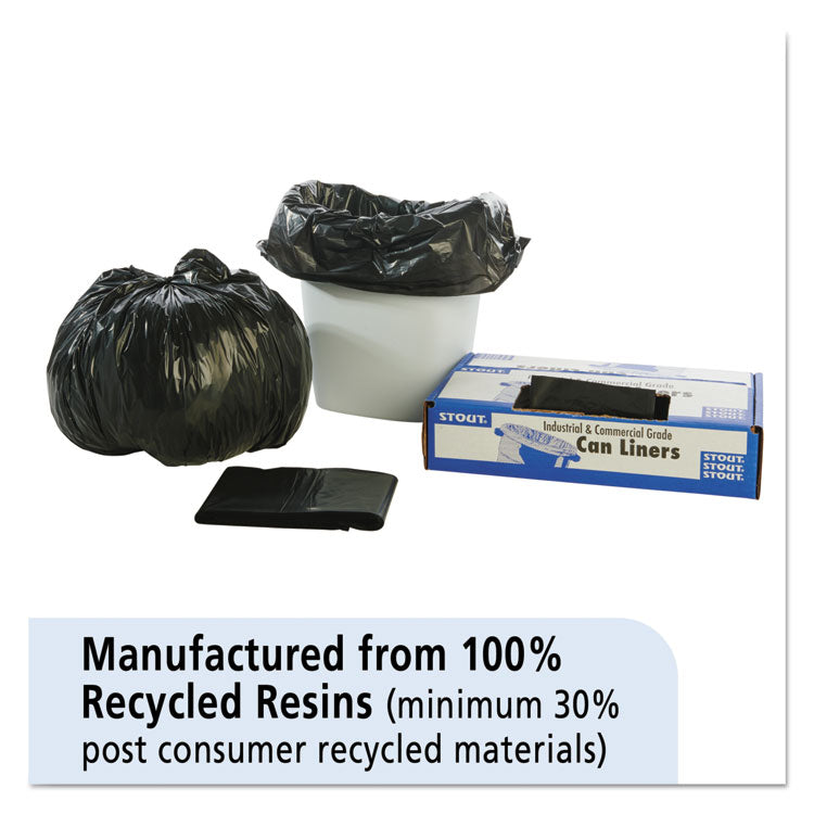 Total Recycled Content Plastic Trash Bags, 10 gal, 1 mil, 24" x 24", Black/Brown, 250/Carton