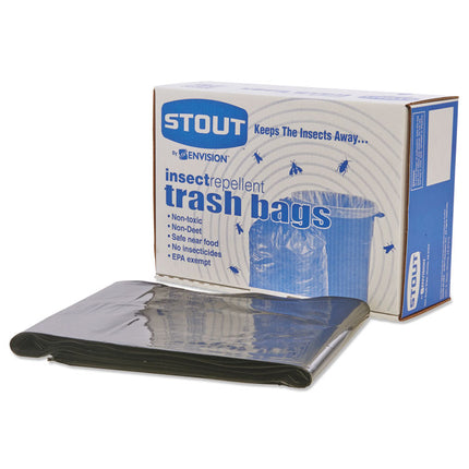 Insect-Repellent Trash Bags, 35 Gal, 2 Mil, 33" X 45", Black, 80/box