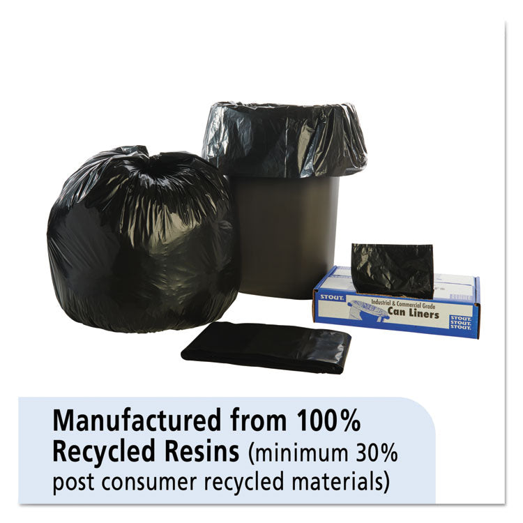 Total Recycled Content Plastic Trash Bags, 30 gal, 1.3 mil, 30" x 39", Black/Brown, 100/Carton