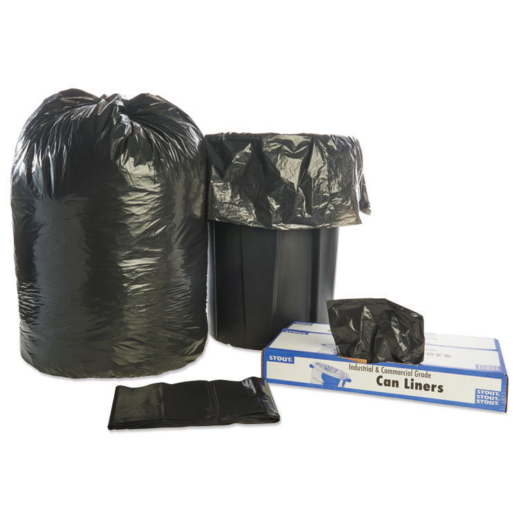 Total Recycled Content Plastic Trash Bags, 60 gal, 1.5 mil, 38" x 60", Black/Brown, 100/Carton
