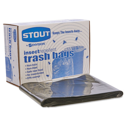 Insect-Repellent Trash Bags, 35 Gal, 2 Mil, 33" X 45", Black, 80/box