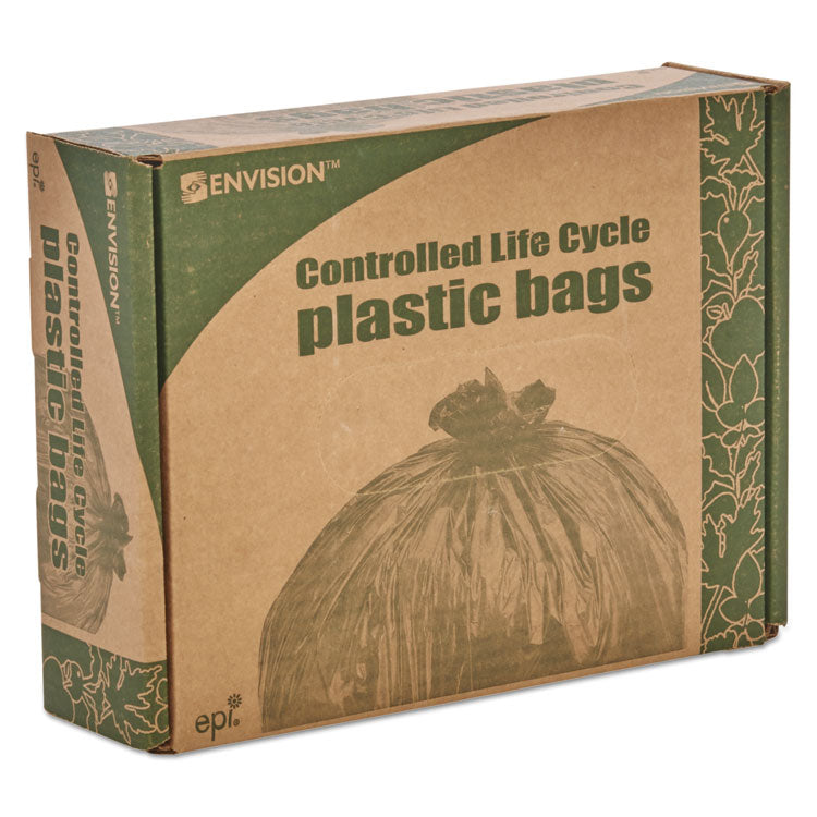 Controlled Life-Cycle Plastic Trash Bags, 39 Gal, 1.1 Mil, 33" X 44", Brown, 40/box