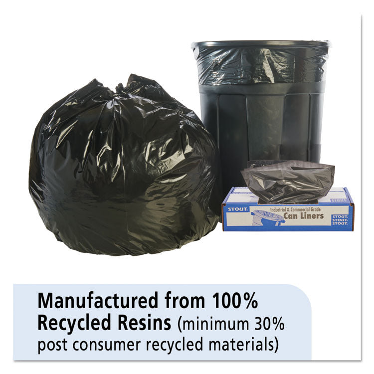 Total Recycled Content Plastic Trash Bags, 45 gal, 1.5 mil, 40" x 48", Black/Brown, 100/Carton