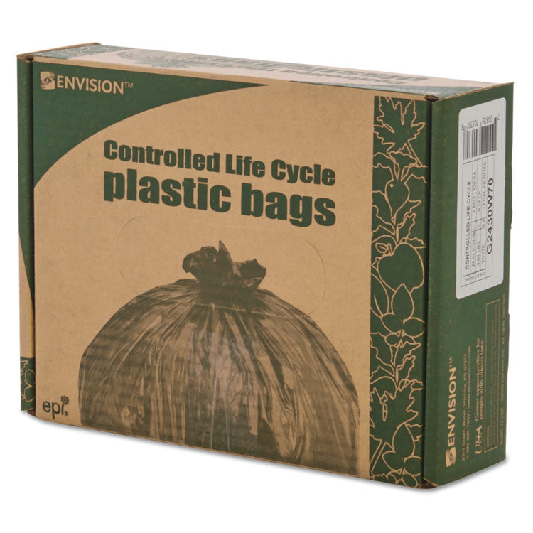 Controlled Life-Cycle Plastic Trash Bags, 13 Gal, 0.7 Mil, 24" X 30", White, 120/box