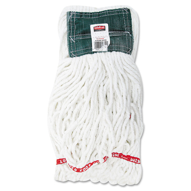 Web Foot Shrinkless Looped-End Wet Mop Head with 5" Headband, Cotton/Synthetic, Medium, White, 6/Carton