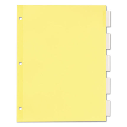 Plastic Insertable Dividers, 5-Tab, 11 x 8.5, Clear Tabs, 1 Set