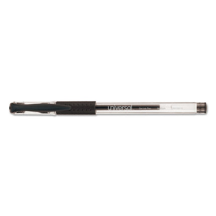 Comfort Grip Gel Pen, Stick, Medium 0.7 mm, Black Ink, Clear/Black Barrel, Dozen