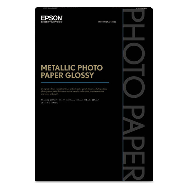 Professional Media Metallic Gloss Photo Paper, 5.5 Mil, 13 X 19, White, 25/pack