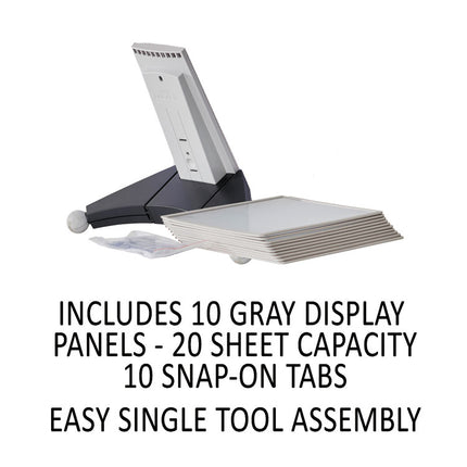 SHERPA Desk Reference System, 10 Panels, 10 x 5.88 x 13.5, Gray Borders