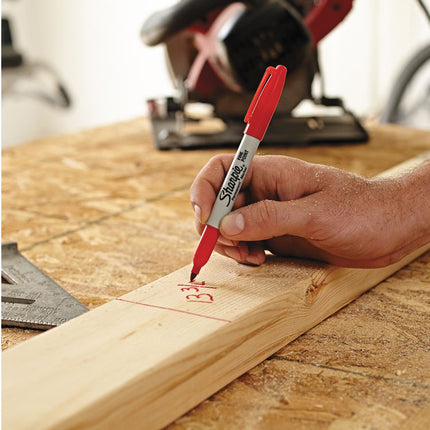 Twin-Tip Permanent Marker, Extra-Fine/fine Bullet Tips, Red, Dozen