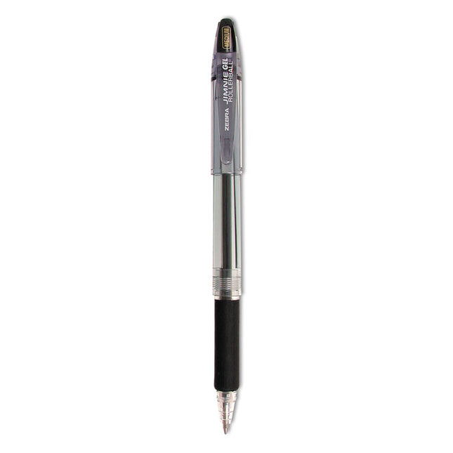 Jimnie Gel Pen Value Pack, Stick, Medium 0.7 mm, Black Ink, Clear/Black Barrel, 24/Box