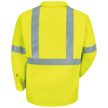 Red Kap® Men's Hi-Visibility Yellow Long Sleeve Work Shirt - Type R, Class 2 / SS14HV