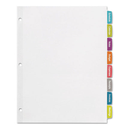 Big Tab Printable White Label Tab Dividers, 8-Tab, 11 x 8.5, White, 20 Sets
