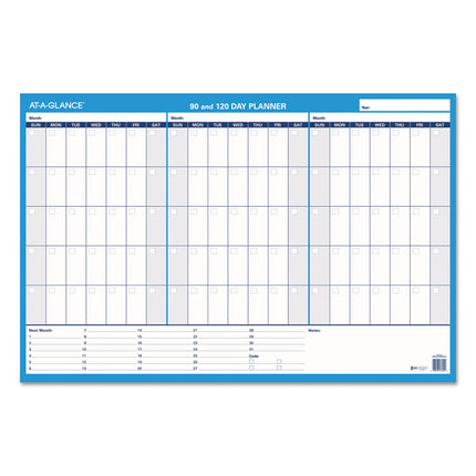 90/120-Day Undated Horizontal Erasable Wall Planner, 36 X 24, White/blue Sheets, Undated