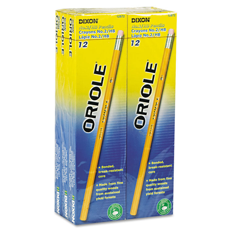 Oriole Pencil Value Pack, HB (#2), Black Lead, Yellow Barrel, 72/Pack