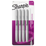 Metallic Fine Point Permanent Markers, Fine Bullet Tip, Metallic Silver, 4/pack