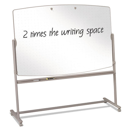 Total Erase Reversible Mobile Presentation Easel, 72" x 48", White Surface, Neutral Beige Steel Frame