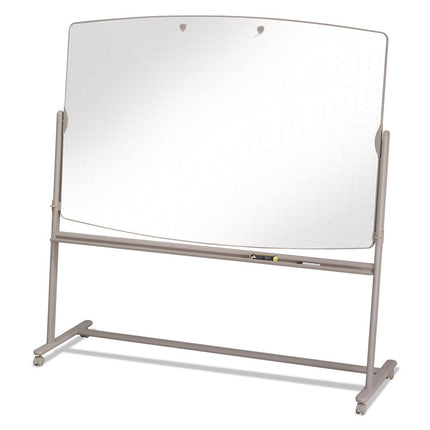 Total Erase Reversible Mobile Presentation Easel, 72" x 48", White Surface, Neutral Beige Steel Frame