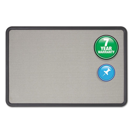 Contour Fabric Bulletin Board, 48" x 36", Gray Surface, Black Plastic Frame