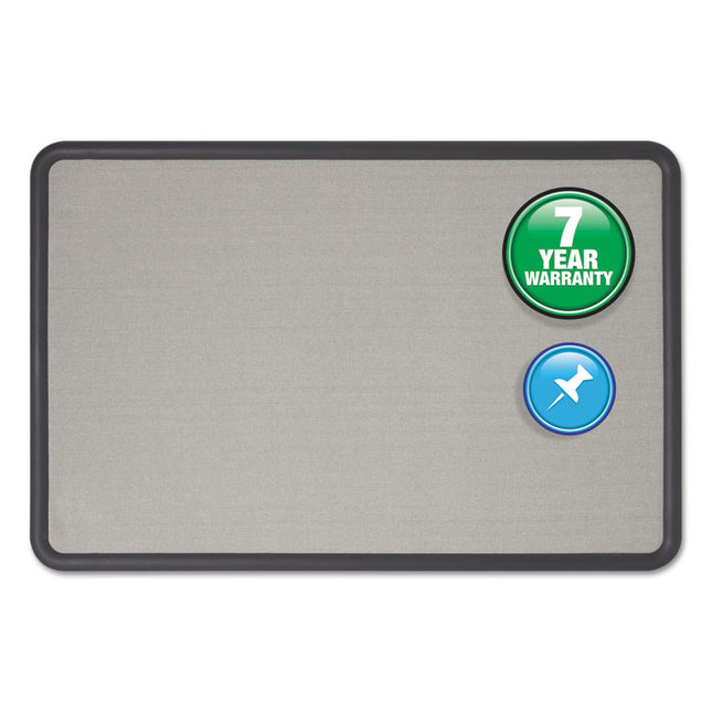 Contour Fabric Bulletin Board, 48" x 36", Gray Surface, Black Plastic Frame