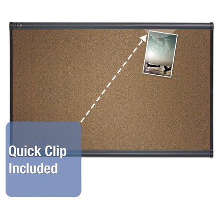 Prestige Colored Cork Bulletin Board, 48" x 36", Brown Surface, Graphite Gray Fiberboard/Plastic Frame