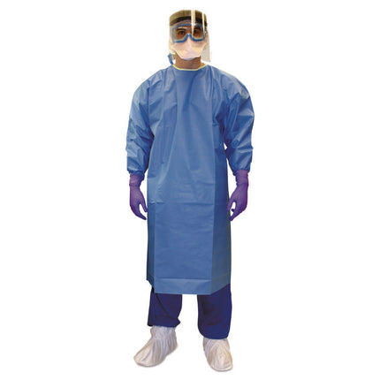 Pure A7 Certified Liquid Barrier Gown, Large to X-Large, Blue, 10/Carton