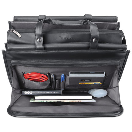 Harrison Briefcase, Fits Devices Up to 15.6", Vinyl, 16.75 x 7.75 x 12, Black