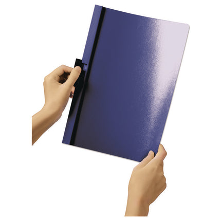 DuraClip Report Cover, Clip Fastener, 8.5 x 11, Holds 30 Sheets, Clear/Black, 25/Box